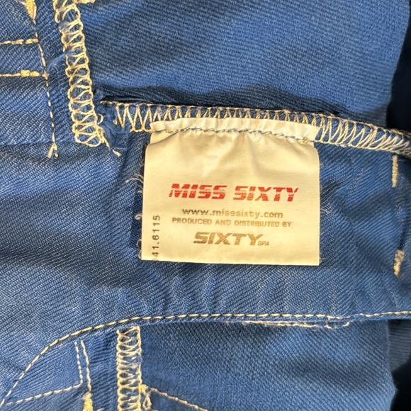 Miss Sixty Wide Leg Blue Stitching Details Zip Up Vintage Pants Waist 28” - Picture 8 of 14